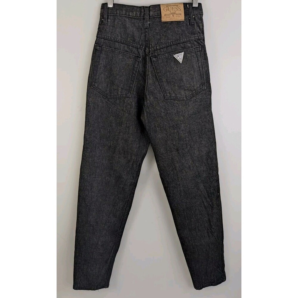 Vintage 1980s Guess Jeans 28x34 High Rise Tapered Leg Black Charcoal Denim USA